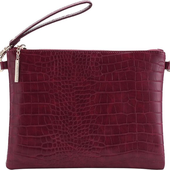 Vegan Clutch Bag Faux Leather Compact Multi-Use Evening Purse - Picture 2 of 6